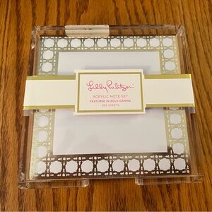 Lilly Pulitzer Gold Caning Acrylic Note Set with Holder